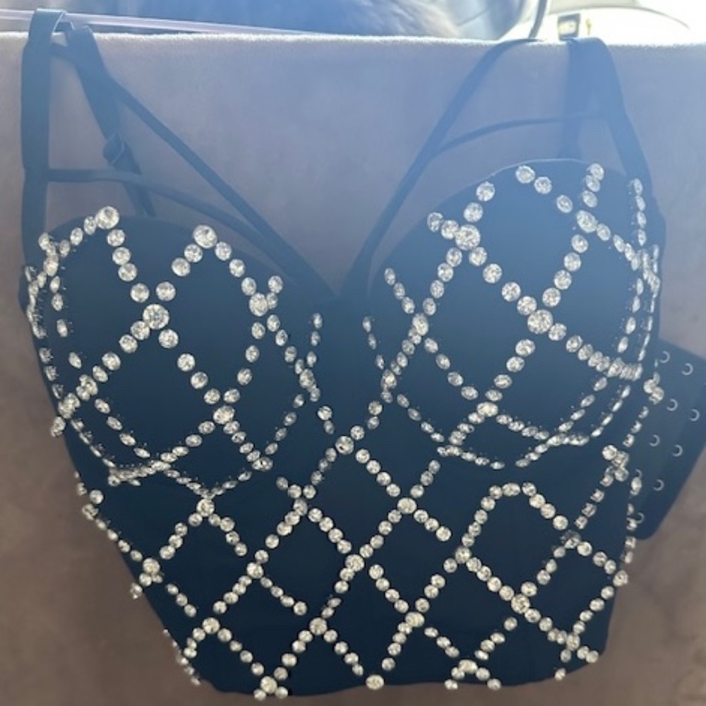 Black rhinestone bustier brand new without tag